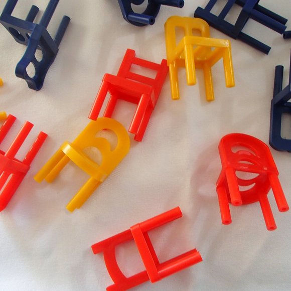 Dollhouse Mini 13 Plastic Chairs Nursery Room Child Size Red Blue Yellow… - Picture 10 of 16